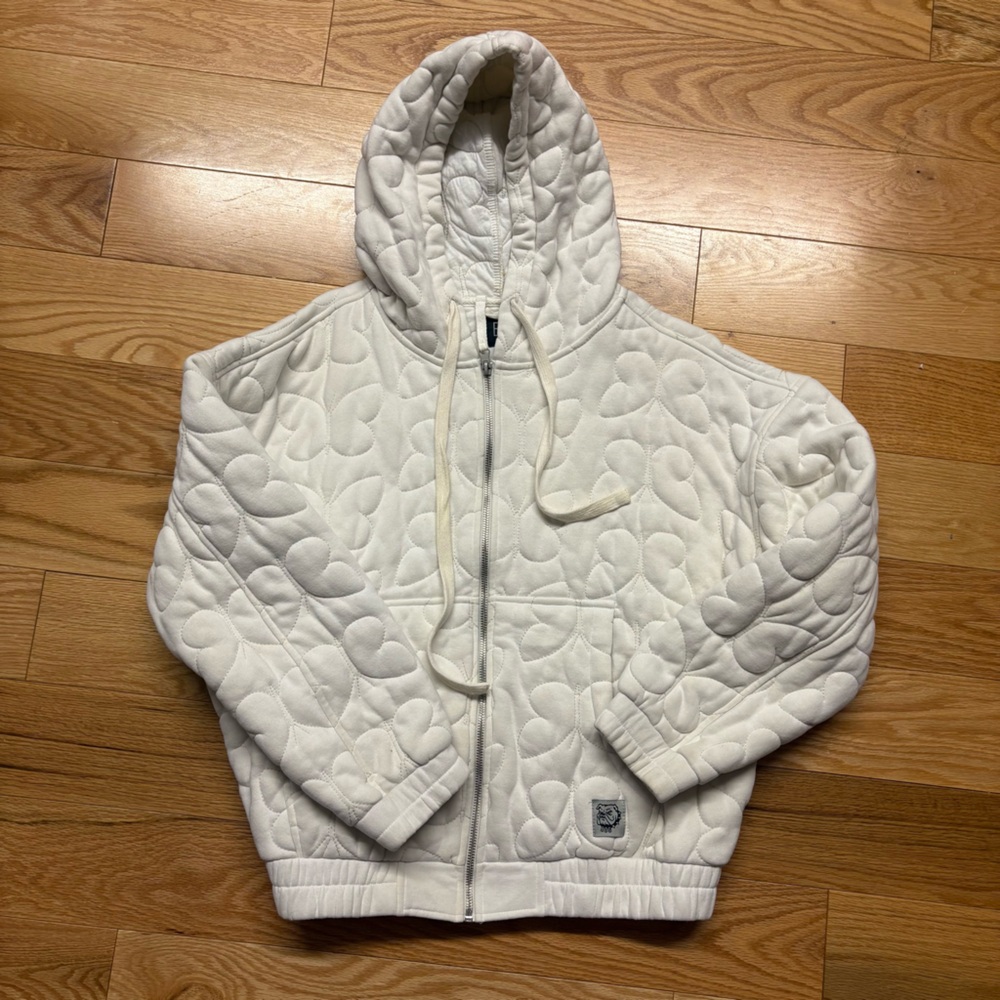 Urban Outfitters White Puffer Jacket Insulated Hooded